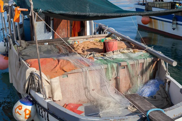 Μια Άποψη Των Διχτυών Αλιείας Στο Εσωτερικό Του Σκάφους — Φωτογραφία Αρχείου