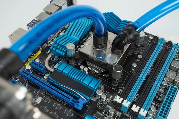Su içinde bir görünüm soğutmalı ve yüksek performanslı modern kişisel bilgisayar. Modding, Pc, bilgisayar, anakart, işlemci, Cpu, Ram