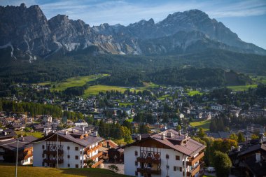 A view of Cortina d'Ampezzo from an hill above the city, Dolomit clipart