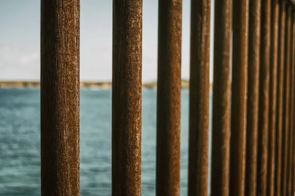 Detalhe Paus Madeira Uma Ponte Ribadeo Lugo Espanha — Fotografia de Stock