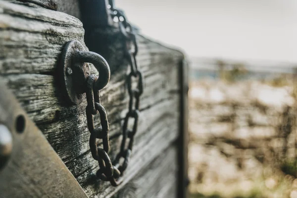 Old chains on an old piece of wood