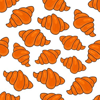 Seamless modeli ile Fransız ay çöreği. El çekilmiş ekmek desen. Vektör çizim.