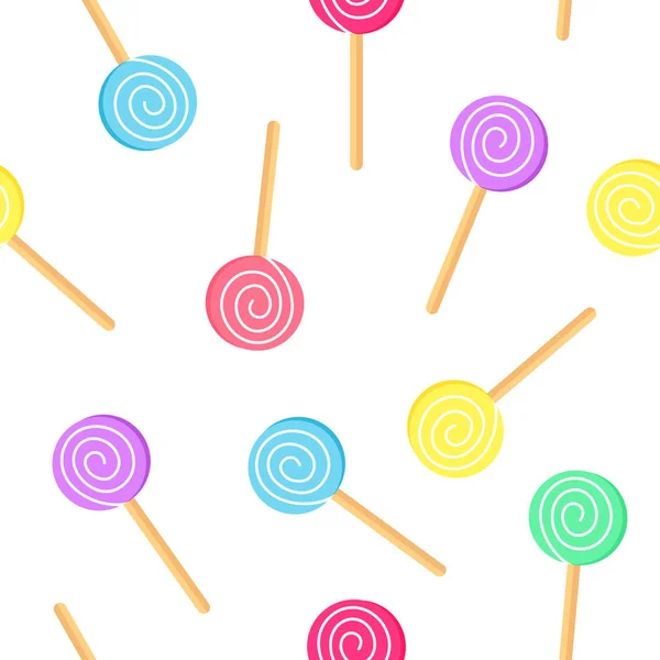 Candy Padrão Sem Costura Colorido Lollipop Fundo Ilustração Vetorial — Vetor de Stock