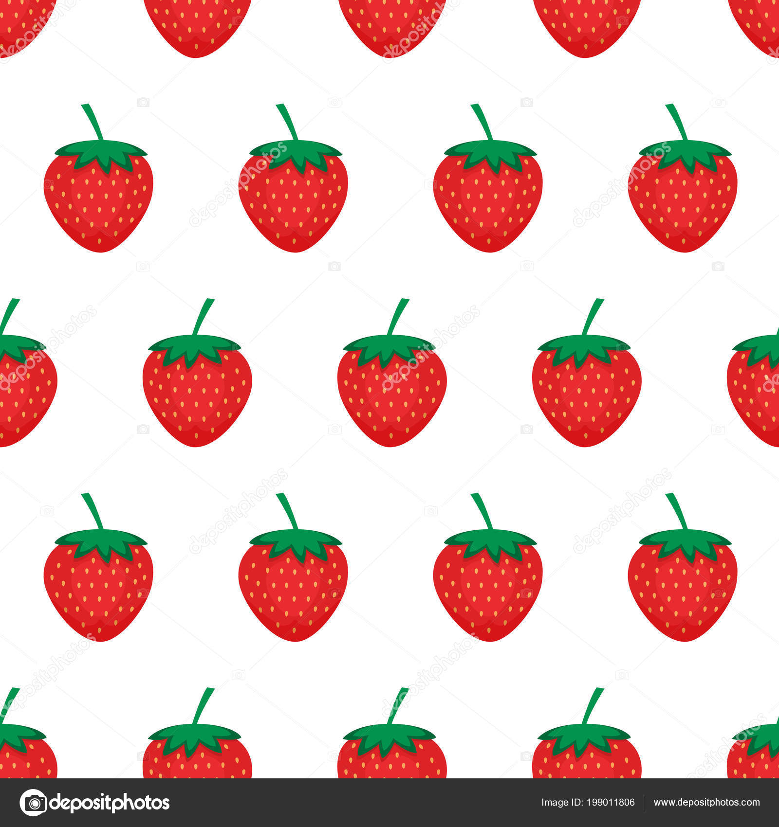 Strawberry Background Seamless Pattern Red Strawberries Vector