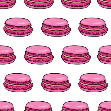 Makaronsuz desen. Eskiz tarzında bademli fransız badem kurabiyesi. Vektör illüstrasyonu.