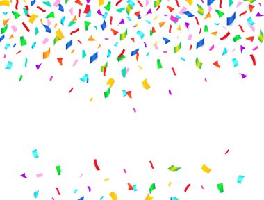 Rengarenk konfetileri olan soyut bir arka plan. Vektör illüstrasyonu.