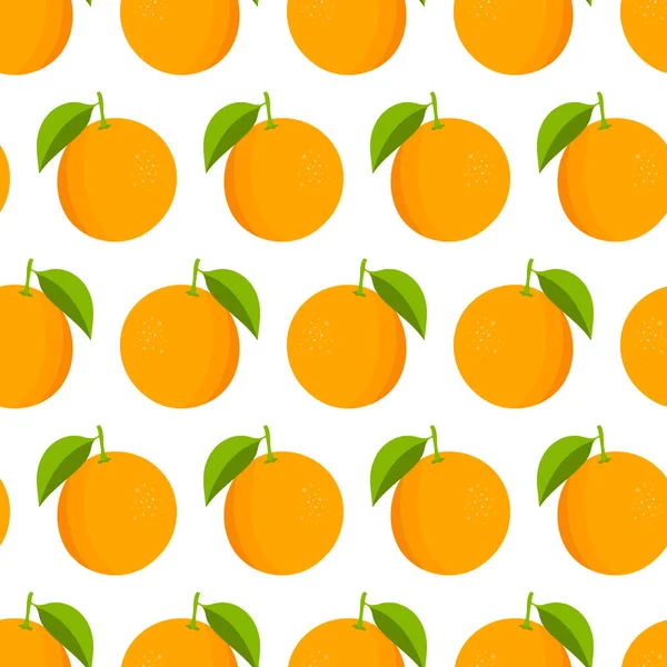 Patrón Naranjas Naranjas Frescas Sobre Fondo Blanco Ilustración Vectorial — Vector de stock