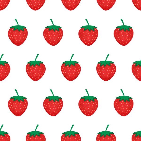Çilek arkaplanı. Kırmızı çilekli kusursuz bir desen. Vektör illüstrasyonu.