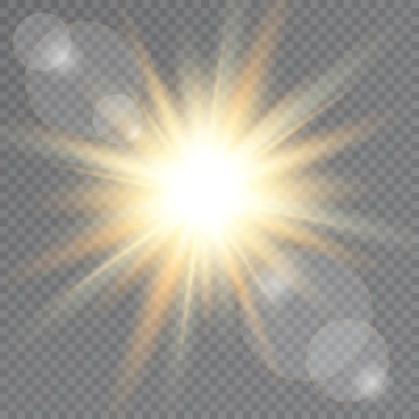 Luce Solare Sfondo Trasparente Lens Flare Illustrazione Vettoriale — Vettoriale Stock