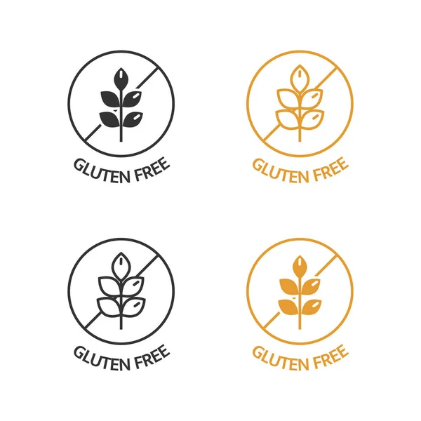 Заряджені Ікони Жодних Символів Пшениці Їжі Дієти Натуральні Інгредієнти Продукти — стоковий вектор