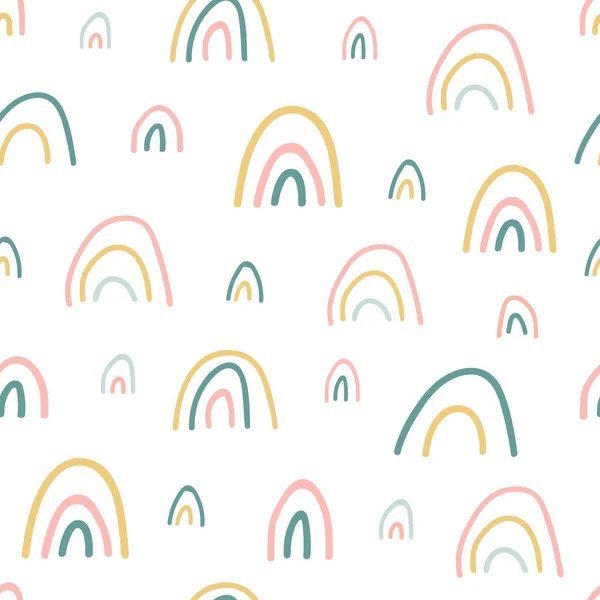 Regenboog Naadloos Patroon Unieke Met Hand Getekende Regenboog Textuur Leuke — Stockvector