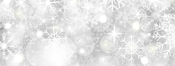 Рождественские Снежинки Яркий Снежный Фон Снежинками Различной Формы Шаблон Зимних — стоковый вектор