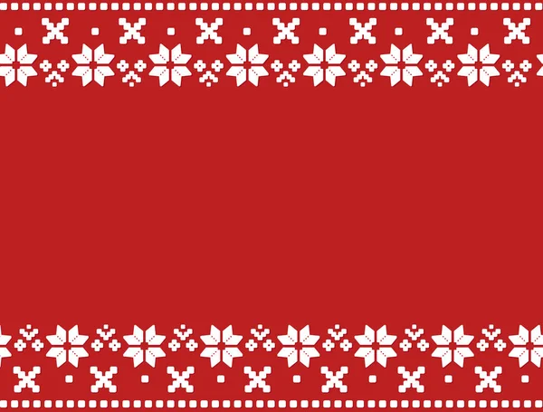 Christmas border with traditional geometric ornament on red background. Merry Christmas wrapping paper. Fair isle style pattern. Happy New Year design. Winter holiday texture. Vector illustration.