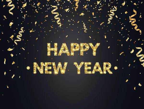 Fond 2019 Bonne Année Avec Confettis Paillettes Étincelles Étoiles Joyeux — Image vectorielle