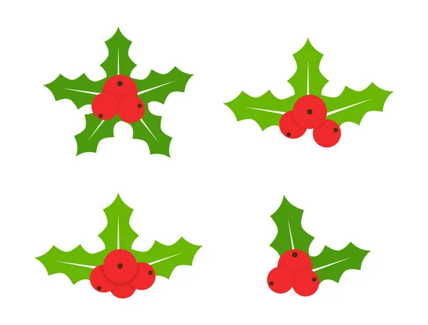 Heilige Beeren Ikonensammlung Frohe Weihnachten Weihnachtliche Gestaltungselemente Für Kranz Festkarte — Stockvektor
