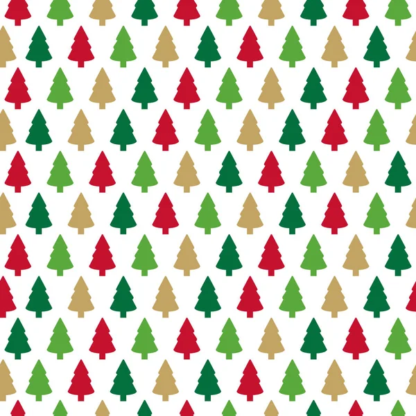 Рождественский Бесшовный Узор Красочными Елками Белом Фоне Дизайн Зимних Праздников — стоковый вектор