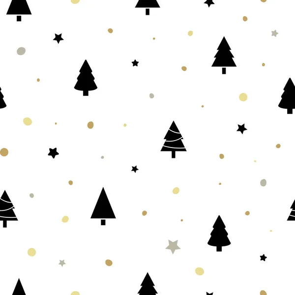 Modèle Sans Couture Noël Avec Des Arbres Noël Noirs Neige — Image vectorielle