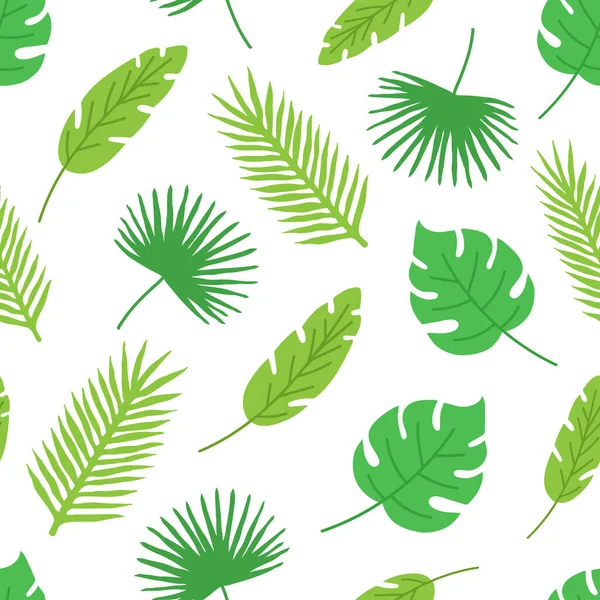 Feuilles Tropicales Motif Sans Couture Sur Fond Blanc Fond Floral — Image vectorielle