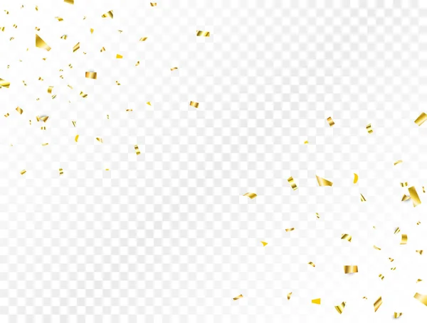 Goldener Konfetti Spritzer Goldglitzerndes Konfetti Fällt Auf Transparenten Hintergrund Glänzender — Stockvektor