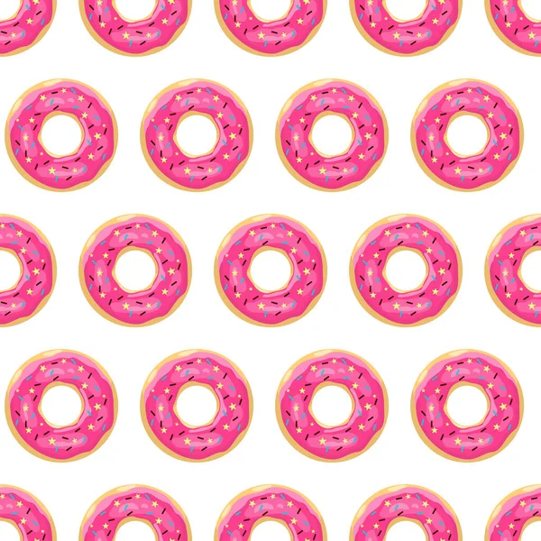 Donut Nahtlose Muster Rosa Glasierte Donuts Vector Illustration — Stockvektor