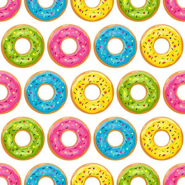 Color donut pattern. Glazed donuts background Vector illustration.