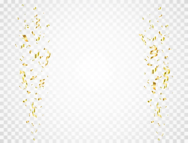 Золотой Брызг Конфетти Золотые Блестки Конфетти Падают Прозрачный Фон Блестящая — стоковый вектор