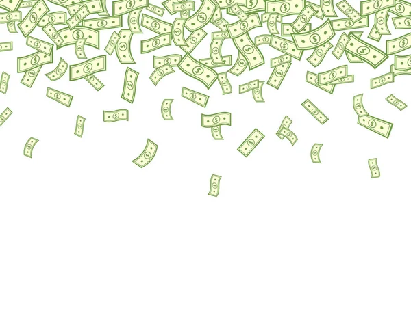 Долар Падає Білому Тлі Вибух Значка Банкнот Рамка Банкнот Паперових — стоковий вектор