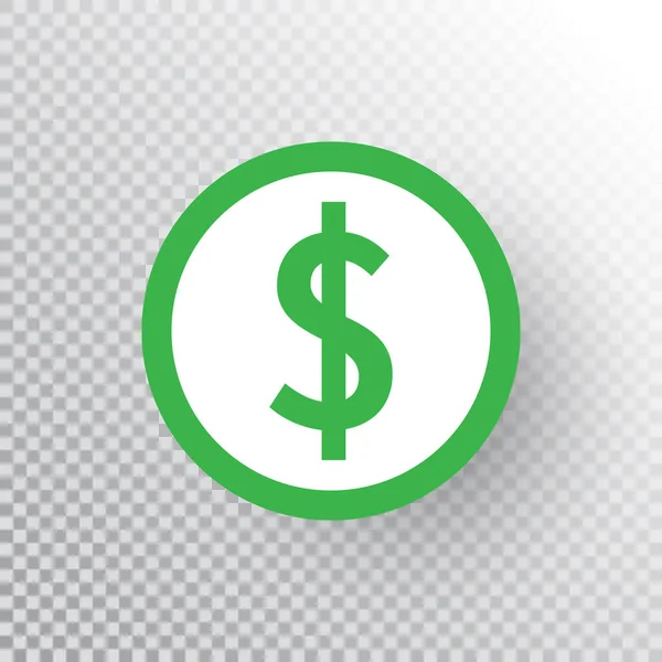 Значок Знака Доллара Прозрачном Фоне Зеленые Деньги Дизайн Шаблон Векторная — стоковый вектор
