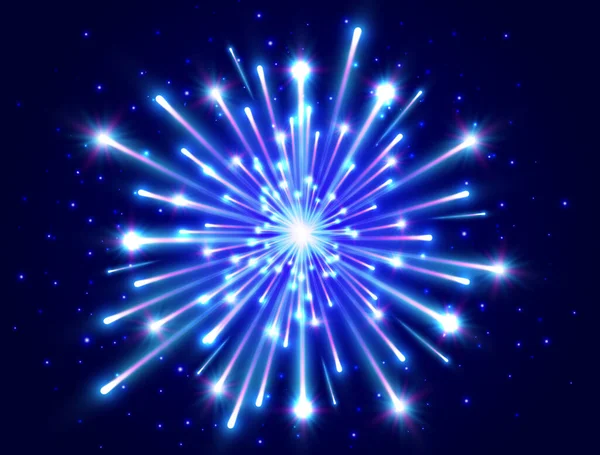 Яркий Фейерверк Цветной Неоновый Фейерверк Ночном Небе Новогодний Фон Дизайн — стоковый вектор