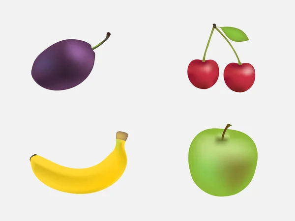 Ensemble Fruits Isolé Sur Fond Blanc — Image vectorielle