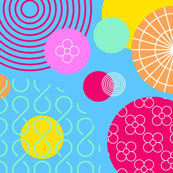 Renkli Geometrik Elementler Memphis Geçmişi Modern Soyut Tasarım Posteri Kapak — Stok Vektör