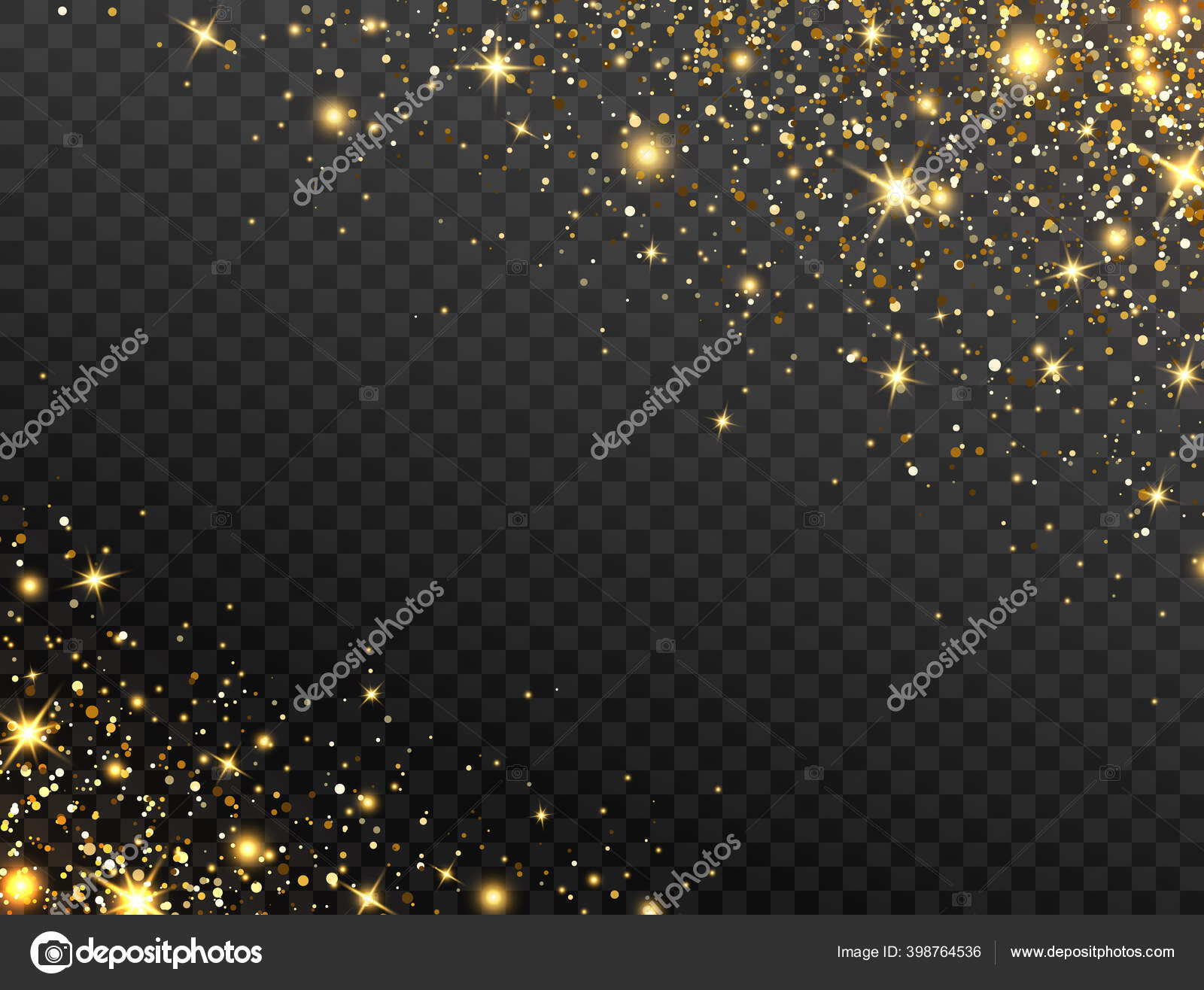 Glitter gold star design element