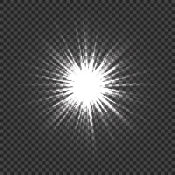Φωτεινές Επιπτώσεις Διαφάνεια Φωτεινή Έκρηξη Διαφανές Φόντο Φωτοβολίδες Ακτίνες Αστέρια — Διανυσματικό Αρχείο
