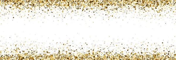文字のためのスペースで金のフレームを光る 豪華な輝きの装飾 白い背景に金色の輝きと塵 クリスマス 誕生日 結婚式のための明るいデザイン ベクターイラスト — ストックベクタ