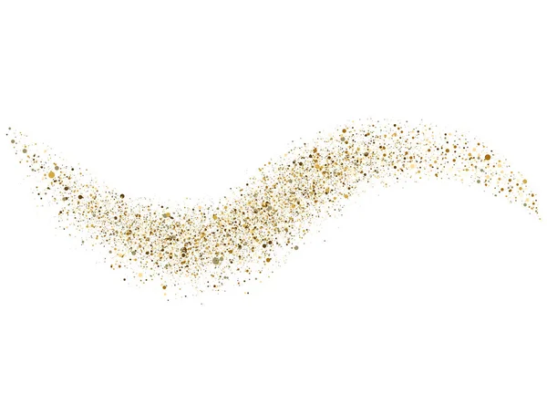白い背景に輝く金の波 輝く粒子と明るい黄金のスターダストトレイル 宇宙彗星の尾 豪華なデザインのテンプレートをご覧ください ベクターイラスト — ストックベクタ