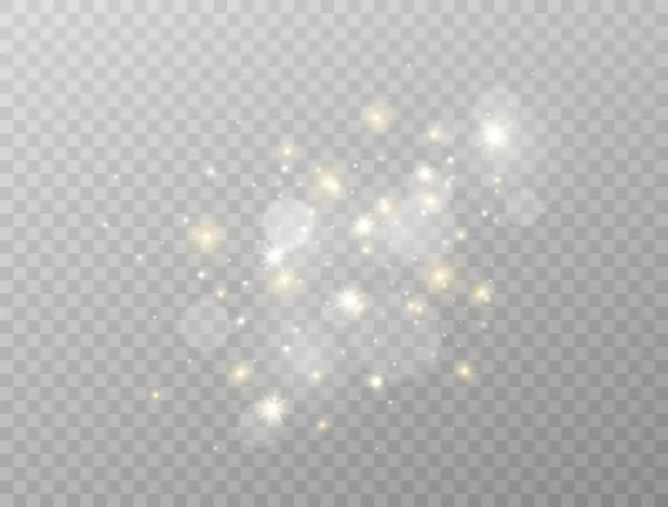 Zářící Světelný Efekt Izolovaný Průhledném Pozadí Hvězda Vybuchla Bílými Zlatými — Stockový vektor