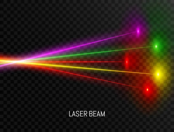 Colorful Laser Beam Set Isolated Transparent Background Neon Lines Speed — Stock Vector