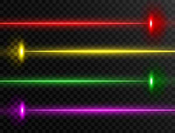 Laser Beam Set Colorful Laser Beam Collection Isolated Transparent Background — Stock Vector