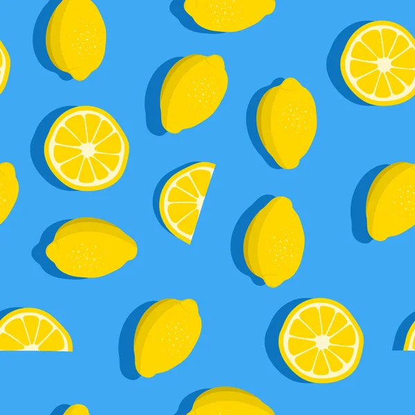 Fondo Limones Patrón Sin Costuras Con Frutas Frescas Ilustración Vectorial — Vector de stock