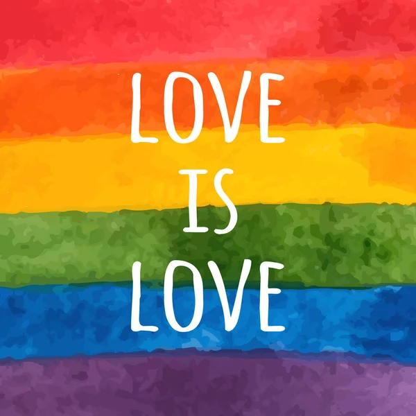 Akvarel Lgbt Vlajka Ručně Malovaná Duha Toleranční Karta Láska Láska — Stockový vektor