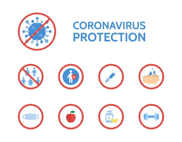 Corona Virus Bescherming Infographic Covid Nieuw Coronavirus Stop Bacteriën Medisch — Stockvector