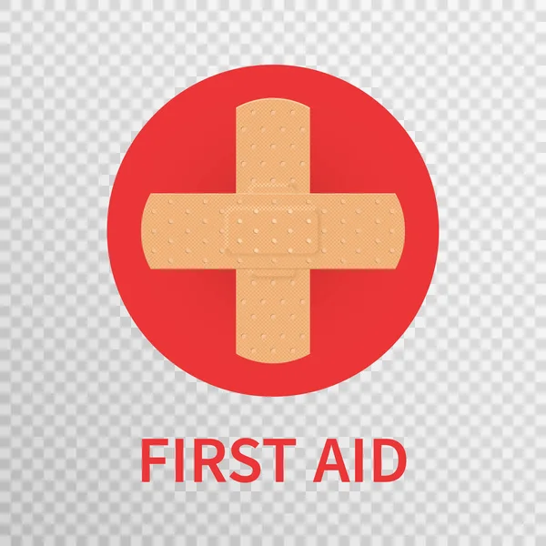 Signo Primeros Auxilios Aislado Sobre Fondo Transparente Círculo Rojo Con — Archivo Imágenes Vectoriales