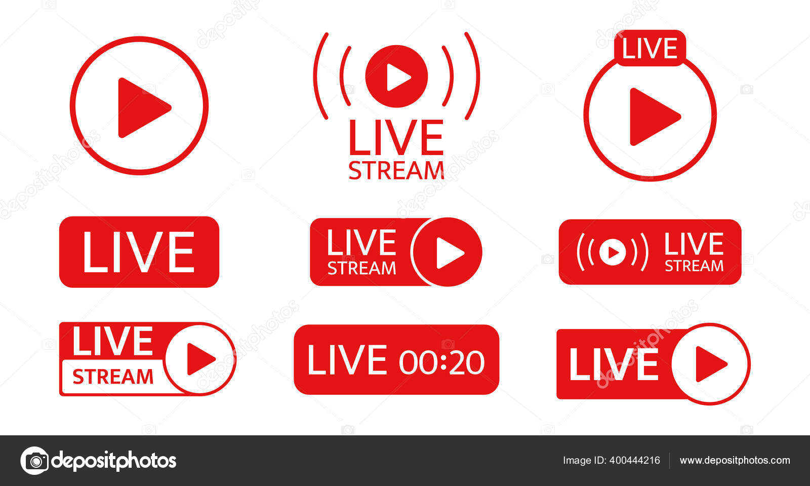 Live Stream Icon Set Social Media Template Live Streaming Video Stock Vector by ©lubahk90@gmail 400444216