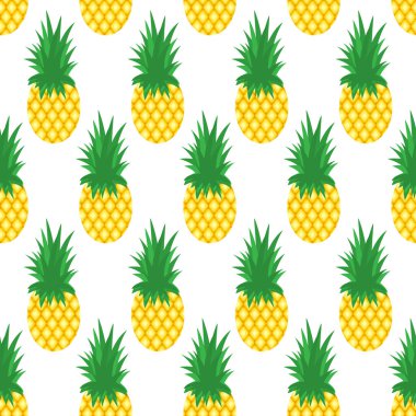 Ananas arkaplanı. Ananas Vektörü illüstrasyonlu kusursuz desen.