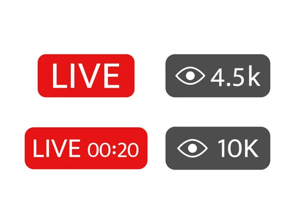 Live Icon Followers Set Live Streaming Video News Symbol White — Stock Vector