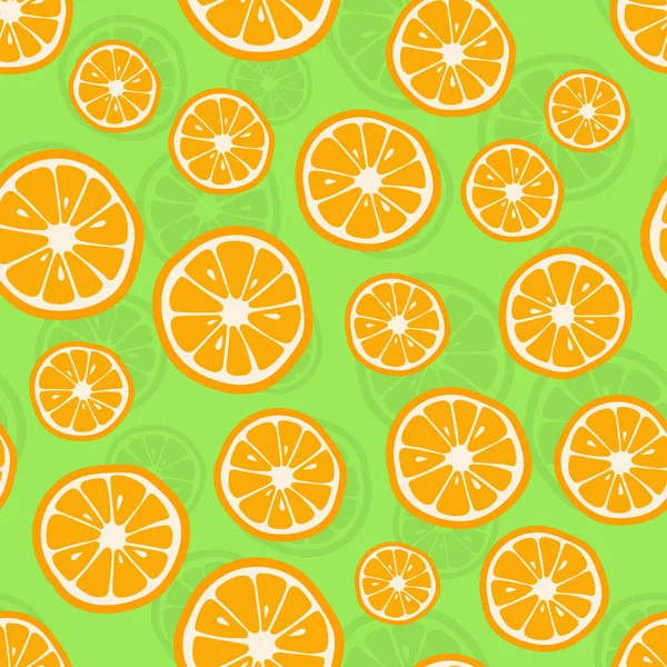 Oranges Seamless Pattern Citrus Background Slices Oranges Vector Illustration — Stock Vector