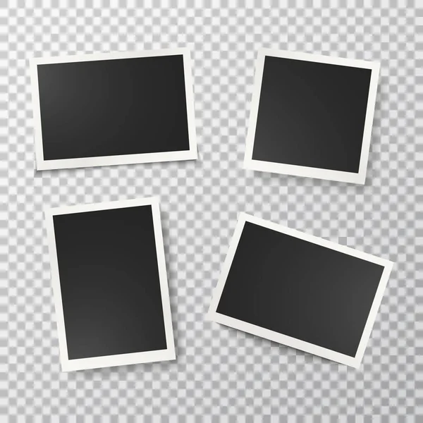 Photo Frames Set Transparent Background Realistic Retro Empty Photo Frames — Stock Vector