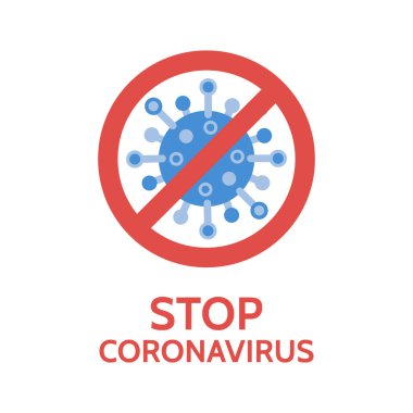 Virüs durdurma simgesi. Coronavirus koruma sembolü. Beyaz arka planda izole edilmiş tehlikeli bakteriler. Antiviral bağışıklık. Vektör illüstrasyonu.