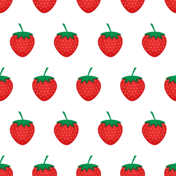 Fond Fraise Modèle Sans Couture Avec Des Fraises Rouges Illustration — Image vectorielle