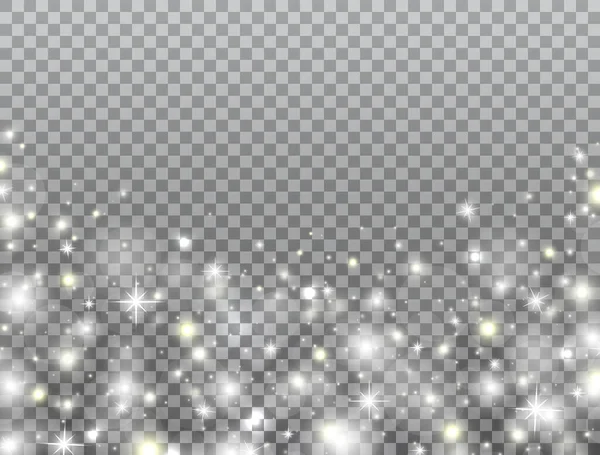 透明背景上的魔法光框架 圣诞装饰 发光的效果 闪闪发光的金色和白色的闪光和星星 奢华的设计元素 矢量说明 — 图库矢量图片